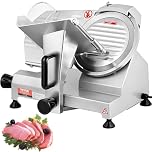 Affettatrice per carne commerciale, affettatrice elettrica per alimenti gastronomia, lama in acciaio al carbonio, affettatrice elettrica per alimenti, 350-400 giri/min, spessore regolabile da 0 a 1,2