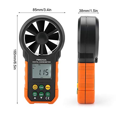 Digital Windmesser PM6252A Anemometer Luftvolumen Messanemometer mit LCD Display für Windsurf Drachenfliegen Segeln Surfen Angeln