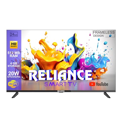 Reliance 60 cm HD Ready Smart Android LED TV, Frameless Design, IPS A+ Display, 20W Sound Output, Model RO24MP3972HD