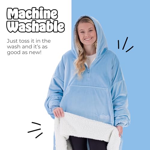 THE COMFY Original Quarter-Zip | Floor Length Sherpa Lined Microfiber Fleece Wearable Blanket, Oversized Design with Hood and Pocket, From Shark Tank, for Women & Men, Warm and Cozy Gifts - Thumbnail 7