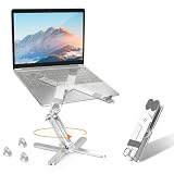 Moallia N86 360 Rotating Laptop Stand, Adjustable Height & Angle, Ergonomic Metal Riser for Desk Collaborative Work, Fully Foldable for Easy Storage, Fits All MacBook & Laptops up to 16 inches, Silver