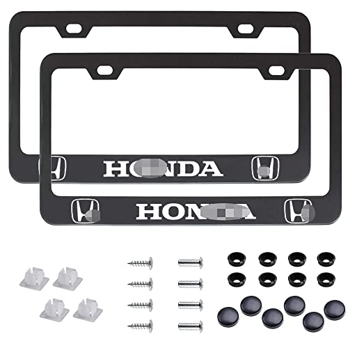2 Pieces Fit Aluminum Alloy Black License Plate Frame , Applicable To Standard Us License Plate Frame (Fit For H.n.da Black) #TOP15
