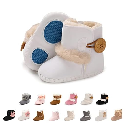 Botas de Bebés Unisexo Zapatos Primeros Pasos Invierno Soft Sole Botas Suaves de Nieve de Suela 0-18 Meses (0-6 Meses, Blanco, Tamaño de Etiqueta 11)