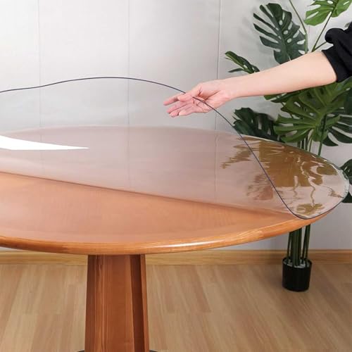 Protector de mesa redondo transparente de 2 mm de grosor, almohadilla de PVC, mantel transparente impermeable para comedor, tapete para mesa de centro (diámetro de 60cm 80cm 100cm 110cm 120cm 140cm)(1