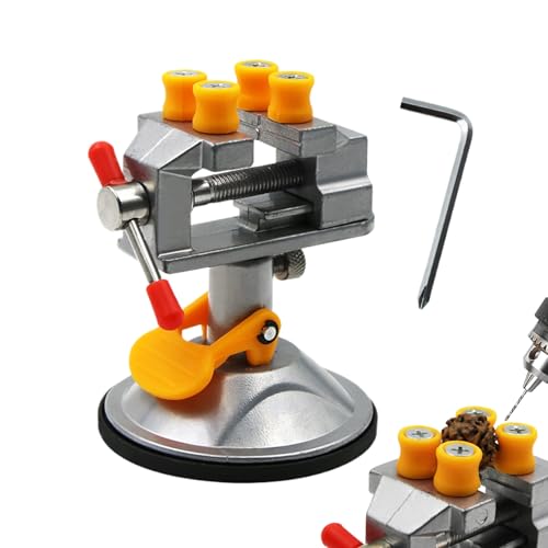 Yulokdwi Torno De Banco - Vise de Banco Ajustable con Rotación 360° | Herramientas Rotatorias para Tallar con Pinza de Mesa de Aluminio y de Succión para Taladrar y Cortar en