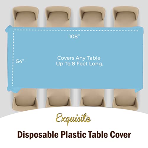 Exquisite Party Solids 6-Pack Premium Plastic Tablecloth 54in. x 108in. Rectangle Plastic Table Cover - Sky Blue by Party Solids - Image 4