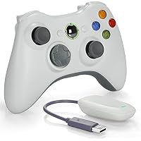 Wireless Controller for Xbox 360, 2.4GHZ Game Joystick Controller Gamepad for Xbox 360 Slim Console, PC Windows 7/8/10, White