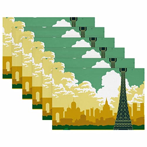 Sets de table Tour Eiffel finition premium thermorésistante pour table repas - 6