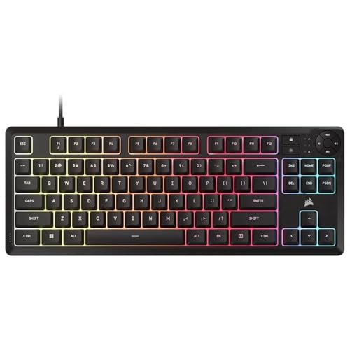 K55 Core TKL RGB Gaming Keyboard - Tenkeyless, 8 zone RGB, tasti silenziosi a membrana, resistente agli schizzi, controlli multimediali, polling 1000Hz - design ES - Nero