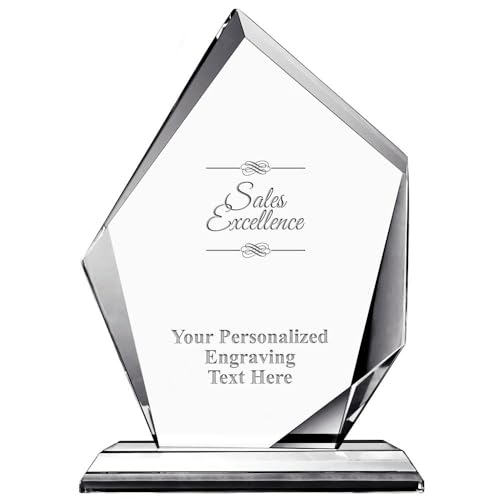 Crown Awards Corporate Excellence Award Custom Crystal Trophy, 8" Apex Crystal Engraved Trophy Corporate Corporate Award