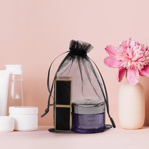 Image of 50PCS Black Organza Bags 5x7, Small Gift Bags Cute Mesh Bag Drawstring Pouches Mini Baggies for Jewelry Candy Sachet Goodie Birthday Wedding Graduation Mother's Day Party Favor Gifts for Him
