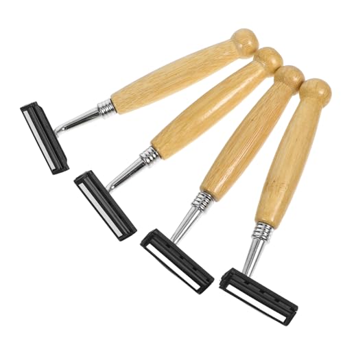 CANIGHT Natural Bamboo Handle Razor Set 4 Pack Reusable Safety Shaving Single Blade Face Body Hair Shaver