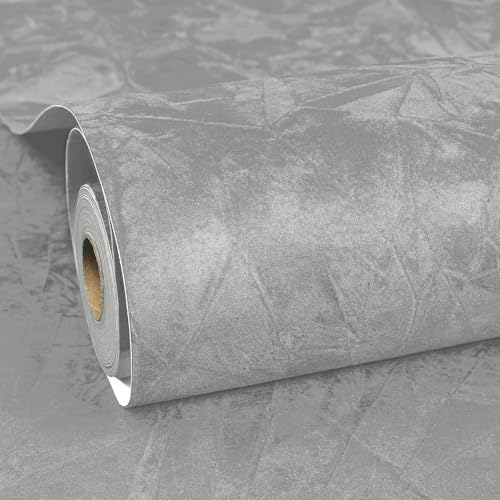 ReWallpaper Peel and Stick Wallpaper Grey Velvet Wallpaper Textured Gray Wall Paper for Bedroom Self Adhesive Felt Fabric Soft Velvet Flock Contact Paper Liner for Jewelry Box Drawer 17.5in x 6.5ft