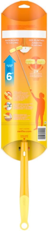 Swiffer Duster Kit with 1.8 m Extendable Handle, Heavy Duty Dusting Starter Kit with 4 Refills, for Ceiling Fans, Vents and Hard to Reach Places