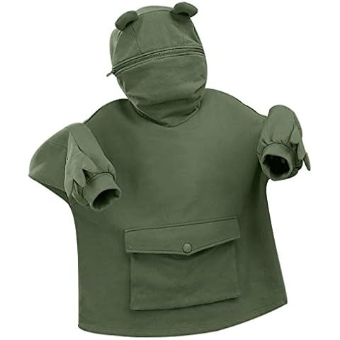 GuliriFe Women's Cute Frog Hoodie, Loose, Pullover Hoodie with Zip and Large Front Pocket, Green, M Cover