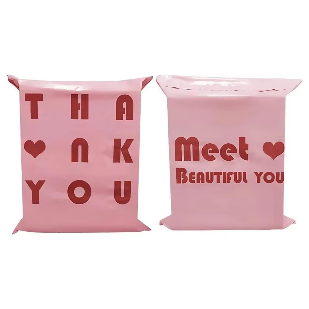 20 Pz Borse Rosa Corriere, Sacchetti di Plastica per La Spedizione, Sacchetti per Posta, Sacchetti per La Spedizione di Indumenti con La Parola Thank You Stampata su di Essi(55x65cm 20pcs)