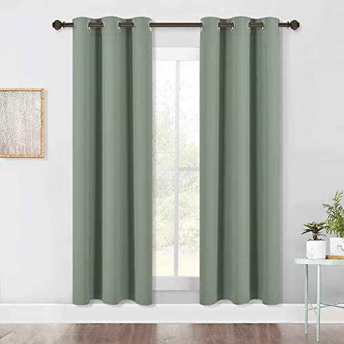 NICETOWN Modern Blackout Curtains Noise Reducing, Thermal Insulated and Privacy Room Darkening Drape Panels for Boy's Guest Room Door Window (Greyish