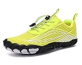 Teechodina Unisex Traillaufschuhe Herren Damen Wanderschuhe Barfußschuhe Laufschuhe Knit Sneaker Fitnessschuhe Fivefinger Zehenschuhe, Gelb, 41