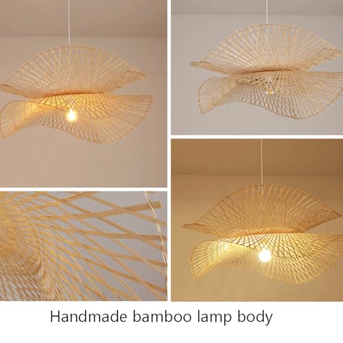 Lámpara colgante de bambú E27 con pantalla japonesa retro costera para techo de dormitorio 5