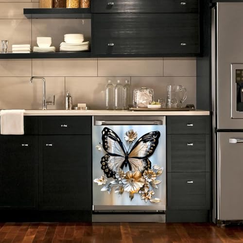 Image of BVBOX Dishwasher Magnet Cover 23 inchx26 inch, Reusable Magnetic Refrigerator Covers, Decorative Magnets Cover Fridge Door Skin Panel Stickers for Home Kitchen Appliance