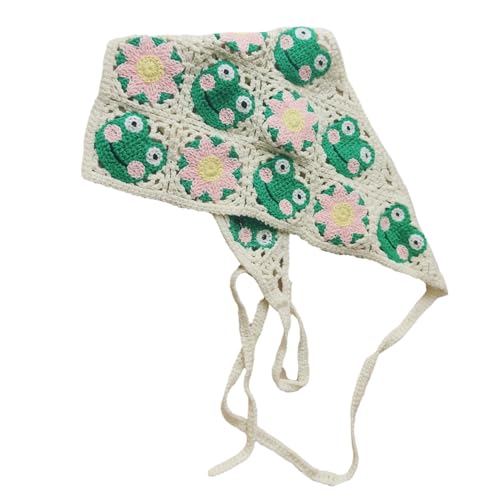 Lightweight Crochet Flower Kerchiefs Girl Photography Hair Scarf Knitted Hairband For Women Traveling Sunproof Turban4