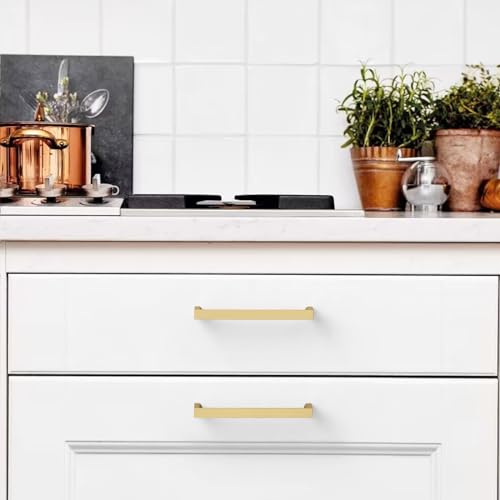 Image of 10 Pack 5 Inch(128mm) Kitchen Cabinet Handles Gold Cabinet Pulls Kitchen Cabinet Hardware Drawer Pulls for Cupboard Wardrobe
