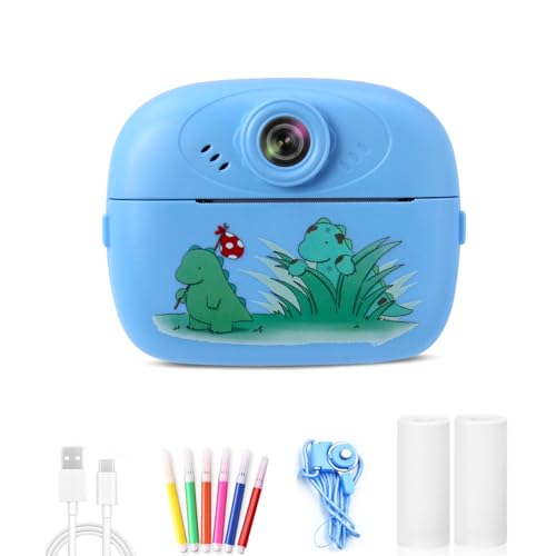 Image of Kids Instant Print Camera with Built-in Printer, Digital Video Camera, One-Button Design, Display Screen, TF Card Slot, USB Charging, Includes Roll Paper and Random Color (Kids-Print-Camera)