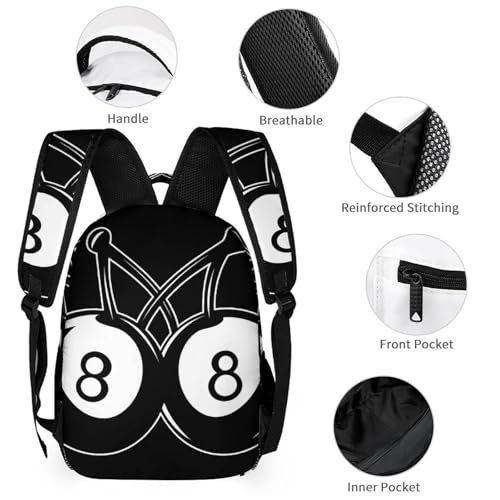 1111No. 8 Billiard Cherries Backpack Shoulder Bags Lunch Bag Pencil Case Box 3 Set Daypack Cute3