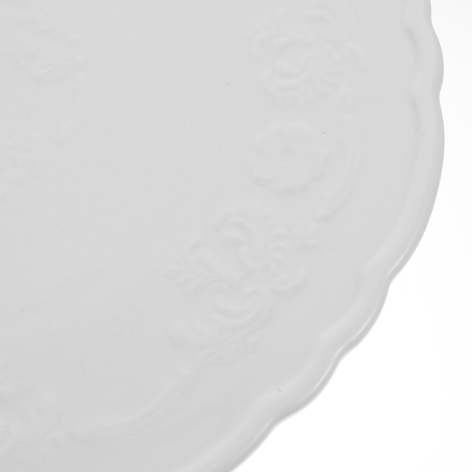 Alzatina per Dolci in Ceramica Bianca 28cm Rilievo | Piatto Alto per Dessert e Frutta, Uso Domestico e Lauree, Design Elegante