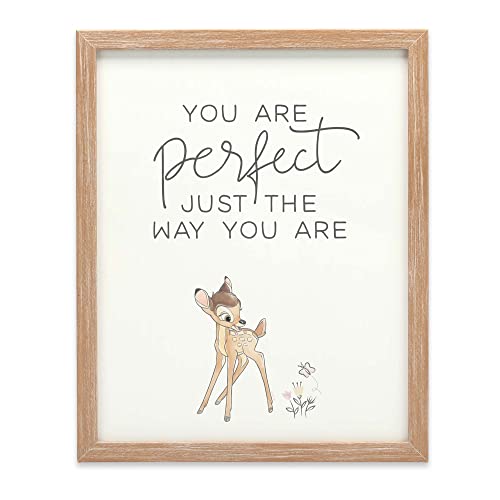 Image of Disney Bambi You Are Perfect Framed Wood Wall Decor - Vintage Bambi Wall Art With Inspirational Quote for Home Decorating