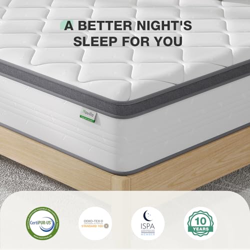 Novilla Full Size Mattress, 12 Inch Hybrid Mattress in A Box, Pocket Innerspring for Motion Isolation, Supportive & Pressure Relief