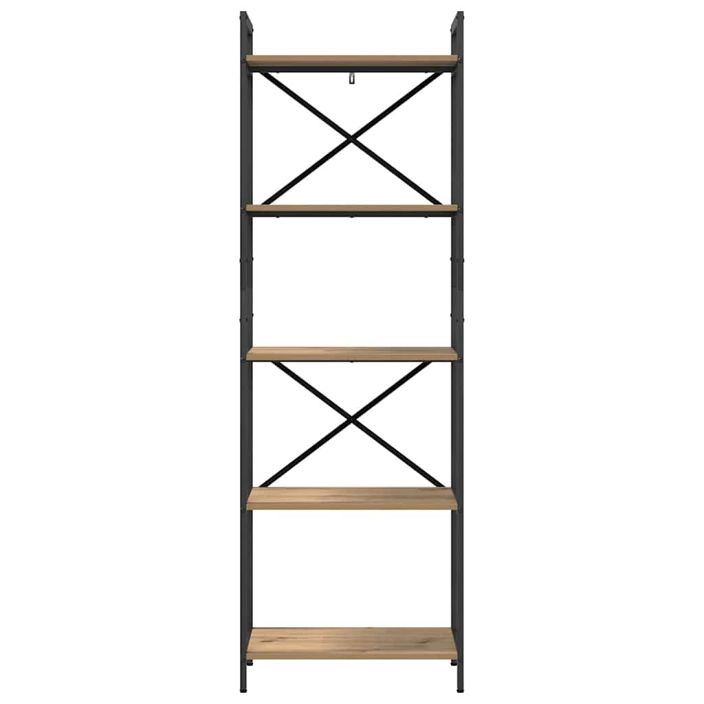 Regał na książki, dąb Artisan, 56 x 34 x 171 cm, materiał drewnopochodny z 5 półkami, wytrzymały regał do salonu w stylu industrialnym, trwały regał na książki do domowego biura i mieszkania