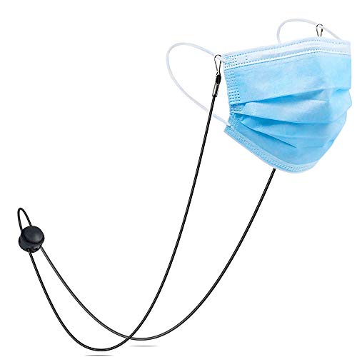 Upgraded 5pcs Face Mask Lanyards for Child & 5pcs Silicone Mask Extenders, Face Mask Extender Strap and Adjustable Length Face Mask Lanyards for Kids Students Adults (Black)