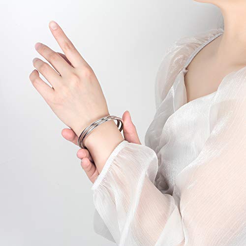 Fashion Smooth Moments Charm 925 Sterling Silver Bracelet Minimalist DIY Women 4MM Bangle Diameter 60-65 -68MM Gold Plated Jewelry Gift4