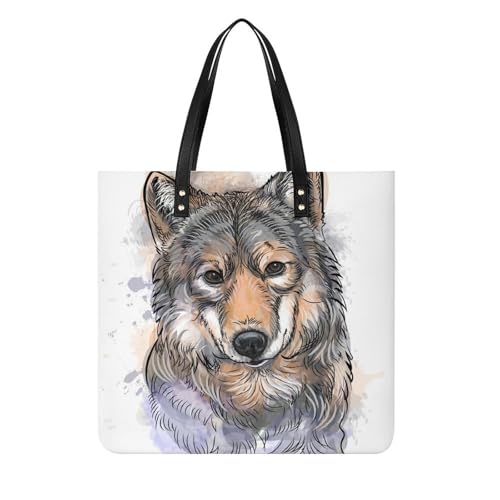Sac à bandoulière chien noir brun femmes : grand shopper tote bag de voyage