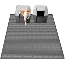 40"x30"100cmx75cm Extra Large Silicone Cat Litter Mat, XXL Litter Trapping Mat for Under Litter Box, Non-Slip Waterproof Kitty Litter Catcher, Easy to Clean Mat for Cats, Dark Gray