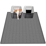 40"x30"(100cmx75cm) Extra Large Silicone Cat Litter Mat, XXL Litter Trapping Mat for Under Litter Box, Non-Slip Waterproof Kitty Litter Catcher, Easy to Clean Mat for Cats, Dark Gray