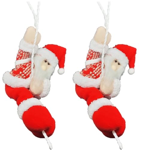 Kit 2 Papai Noel Pelúcia na Corda Rapel 30cm - Master Christmas