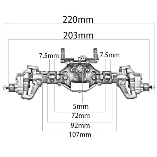 Essieux avant arrière RC en aluminium CNC noir pour Axial SCX10 II 90046 1/10 - 6