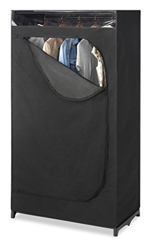 Whitmor Portable Wardrobe Clothes Closet Storage Organizer with Hanging Rack - Black Color