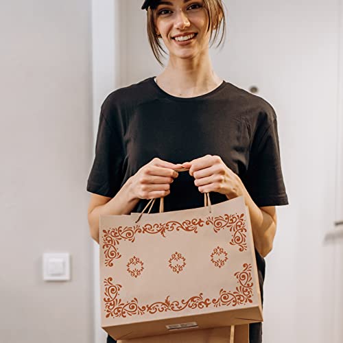 INFUNLY 4 STÜCKE Eckschablonen Zum Malen von Blumen Quadratische Bordüren Wandschablone Großes Muster Fliesenschablone Wiederverwendbar Möbeldekoration Auf Holz Segeltuch Papier Stoff