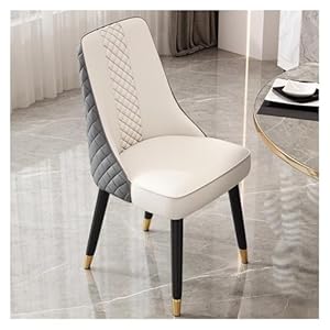 HAQMG Esszimmerstuhl Kunstleder Weiß mit Metallbeinen