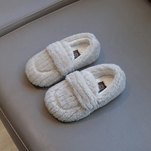 Winter Children Boots Boys Girls Cotton Shoes Flat Bottom Plush Warm Slip On Comfortable Non Slip Indoor Slippers (Khaki, 3-3.5 Years Toddler)2