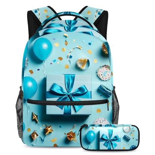 Sacs à dos de jour avec trousse scolaire filles et garçons au motif imprimé bleu