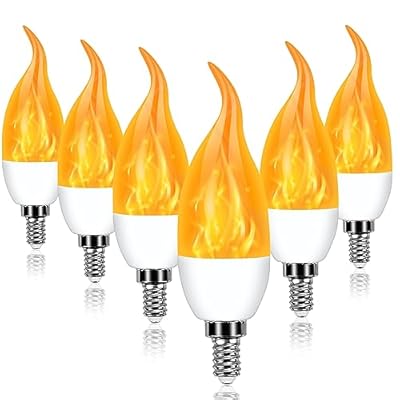 Kestnsee E12 LED Flickering Candelabra Flame Effect Light Bulbs - Upgrade Flicker Candelabra Torch Fire Effect Lights Bulbs for Outdoor Halloween Xmas Holiday Decorations Indoor Lamp (6 Pack)