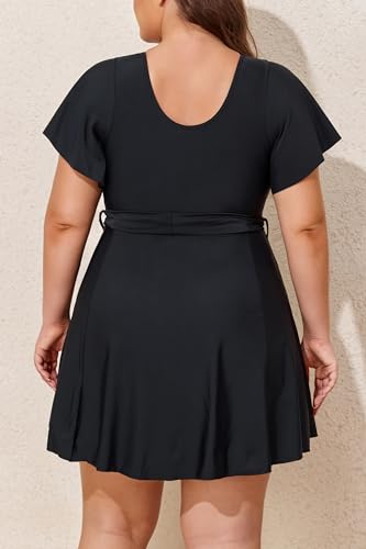 Smismivo Swim Dress Plus Size Swimsuit for Women One Piece Tummy Control Bathing Suit Modest Full Coverage Curvy Swimwear2