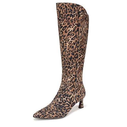 Naturalizer Women's Deesha Wide Calf Knee High Boot Dark Brown Leopard Suede 11 W