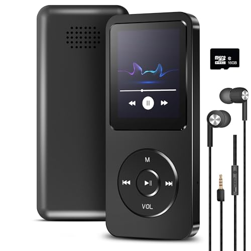 Image of Sounce 16GB Mini MP3 Music Player with Bluetooth 5.4, HiFi Lossless Sound, Video Playback, Voice Recorder, FM Radio, E-Book Reader, and Loudspeaker | Expandable up to 128GB (Black)
