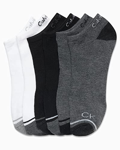 Image of Calvin Klein Mens No Show Socks - 6 Pack Soft Cotton Blend Cushioned Athletic Low Cut Socks for Men for Sports and Running