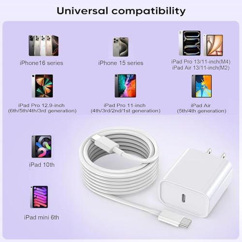 Image of Fast iPhone 17 Charger,20W Fast USB C Charging Block Wall Charger with Cord